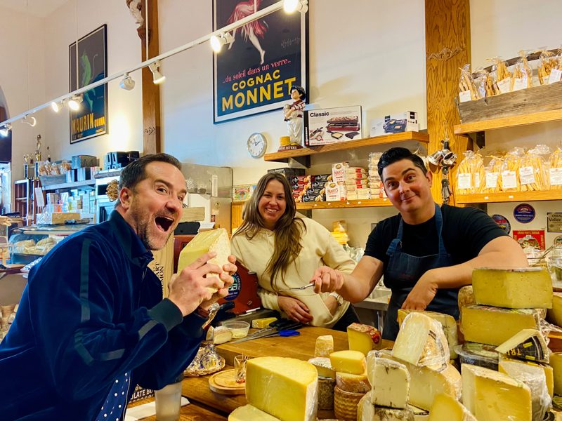 Brian sampling cheese at The Cheese Store of Beverly Hills