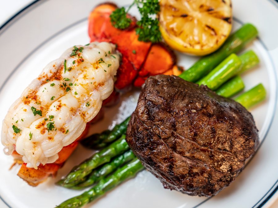 Filet mignon and lobster tail at The Grill on the Alley