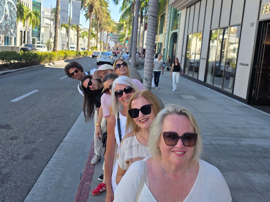 A private group lined up along Rodeo Drive